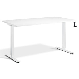 Manual Height Adjustable Standing Desk - Helix - White Frame - White Top - Studio Image