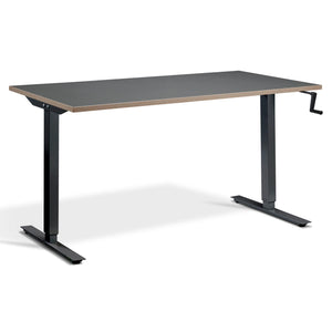 Manual Standing Desk - Helix - Black Frame - Graphite Ply Edge Top - Studio Image