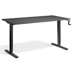 Manual Standing Desk - Helix - Black Frame - Graphite Top - Studio Image