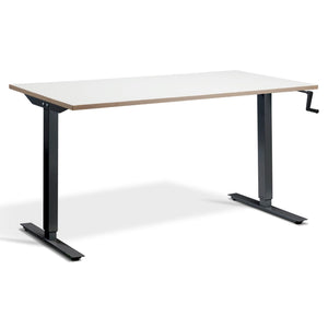 Manual Standing Desk - Helix - Black Frame - White Ply Edge Top - Studio Image