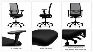 Mesh back office chair features shown