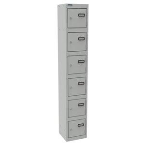 Metal Locker Cabinet - Revilo - 6 Door - Light Grey - Studio Image