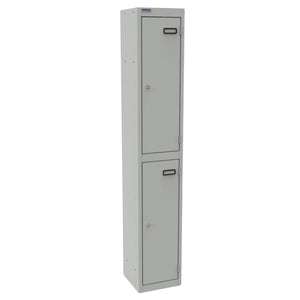 Metal Locker Storage Cabinet - Revilo - 2 Door - Light Grey - Studio Image