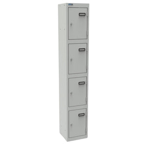 Metal Locker Storage Cabinet - Revilo - 4 Door - Light Grey - Studio Image