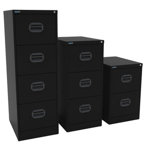 Metal Filing Cabinet - Revilo - 2, 3 and 4 Drawers - Black - Studio Image