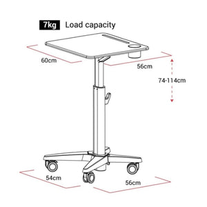 Mobile Adjustable Standing Desk - Dimensions