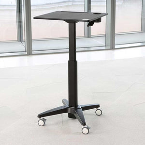 Mobile Adjustable Standing Desk - Front View - Black Colour