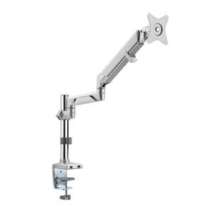 Novara Single Monitor Stand - Silver - Side View - Studio Image