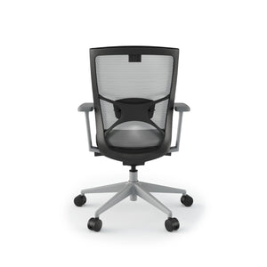 Office Chair Mesh - Influence Task Chair - White Mesh / Grey Base - Rear View without Headrest