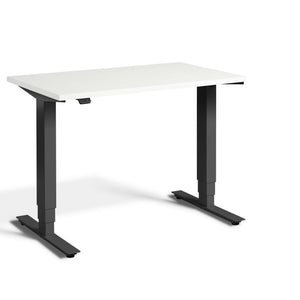 Pacto white sit stand desk with anthracite frame front view