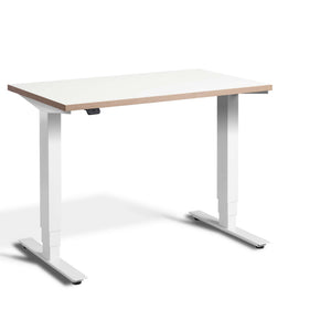 Pacto standing desk white ply edge top viewed from front