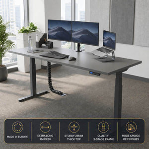 Rixe XL 200cm sit stand desk in office front view shown