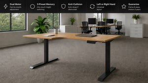 Rize Standing Small Corner Desk with Features Bar