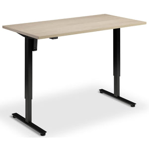 Single Motor Electric Desk - Rize Mono - Black Frame - Natural Oak Top - Studio Image