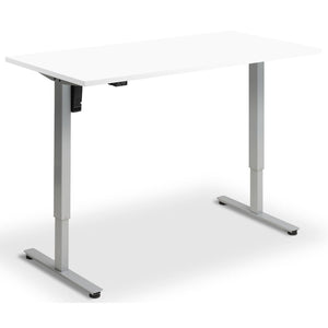Single Motor Electric Desk - Rize Mono - Silver Frame - White Top - Studio Image