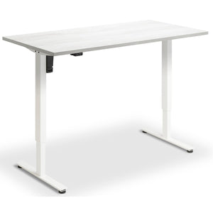 Single Motor Height Adjustable Desk - Rize Mono - White Frame - Cascina Pine Top - Studio Image
