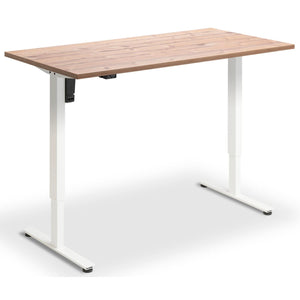 Single Motor Height Adjustable Desk - Rize Mono - White Frame - Timber Top - Studio Image