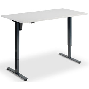 Single Motor Sit Stand Desk - Rize Mono - Anthracite Frame - Light Grey Top - Studio Image