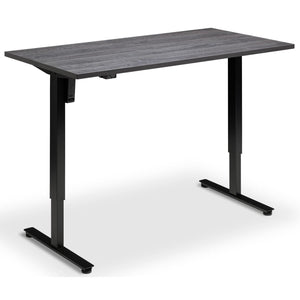 Single Motor Standing Desk - Rize Mono - Black Frame - Anthracite Sherman Oak Top - Studio Image