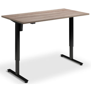 Single Motor Standing Desk - Rize Mono - Black Frame - Grey Nebraska Oak Top - Studio Image