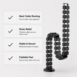 Sit stand desk cable tidy with neat cable routing features
