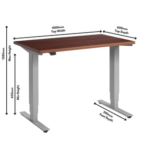 Small Walnut Sit Stand Desk - Pacto Dimensions