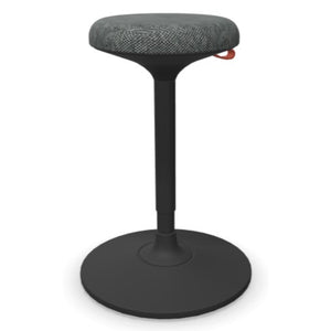 Stand Up Desk Stool - Viasit Cloonch - Black Base - Grey Rivet 1259 Seat Fabric - Studio Image