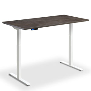 standing desk 80cm width dark concrete top white frame view from front