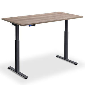 90cm wide standing desk grey nebraska oak top anthracite frame front view