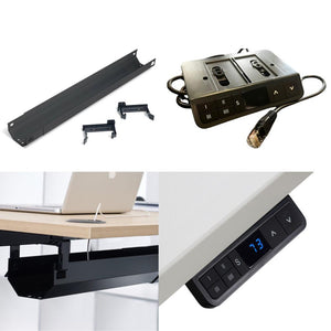 Standing Desk Accessory Pack - Under Desk Cable Management Tray and Four Way Memory Controller