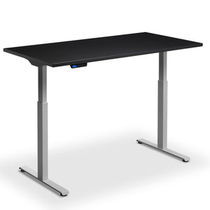 Standing Desk 160cm Wide - Rize 160 - Silver Frame - Black Top - Studio Image