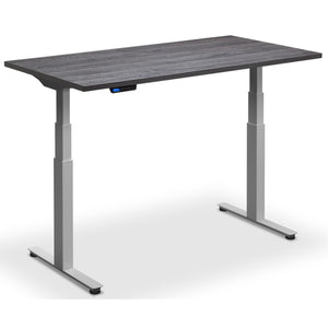Standing Desk with Bicycle - Rize Spin - Silver Frame - Anthracite Sherman Oak Top - Studio Image