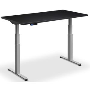 Standing Desk with Bicycle - Rize Spin - Silver Frame - Black Top - Studio Image