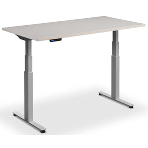 Standing Desk with Bicycle - Rize Spin - Silver Frame - Cashmere Top - Studio Image