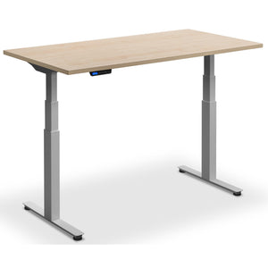 Standing Desk with Bicycle - Rize Spin - Silver Frame - Maple Top - Studio Image