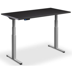 Standing Desk with Bicycle - Rize Spin - Silver Frame - Soft Black Top - Studio Image