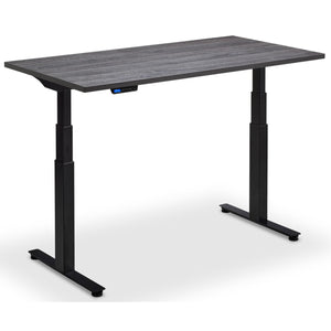 Standing Desk with Bike - Rize Spin - Black Frame - Anthracite Sherman Oak Top - Studio Image