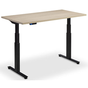 Standing Desk with Bike - Rize Spin - Black Frame - Natural Oak Top - Studio Image
