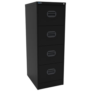 Steel Filing Cabinet - Revilo - 4 Drawer - Black - Studio Image