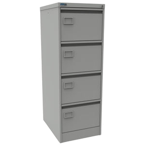 Steel Filing Cabinet - Revilo - 4 Drawer - Light Grey - Studio Image