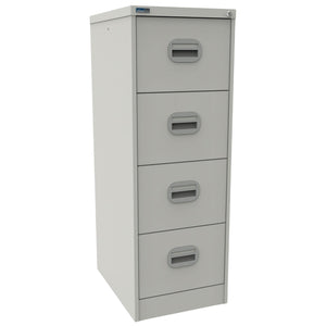 Steel Filing Cabinet - Revilo - 4 Drawer - White - Studio Image