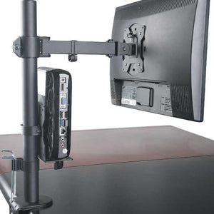 Strata Single Monitor Arm - Black Colour - Mounted monitor and CPU box shown