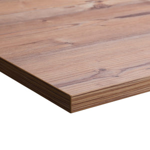 timber desk top viewed from corner