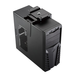 Under Desk CPU Mount - Black Colour - A close up view of the CPU with the mount