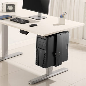 Under Desk CPU Mount - Black Colour - CPU Mounted Under the Desk