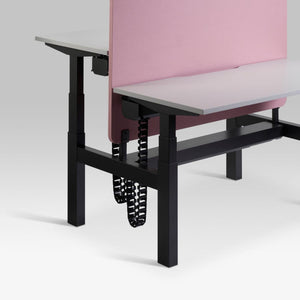 Under Desk Cable Management Pack For Duo Standing Desk installed with cable trays and cable chains