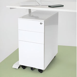 Under Desk Pedestal Drawers - white desk pedestal under a desk in an office front left view