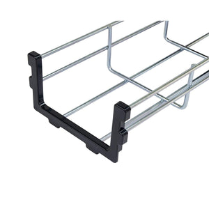 Under desk cord basket end cap in close up