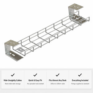 Under desk wire cable basket with cable management showing features