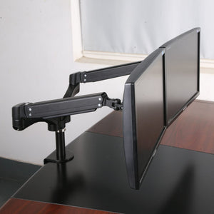 Velaro Dual Monitor Arm - Black Variant Mounted on the Desk with Dual Monitor
